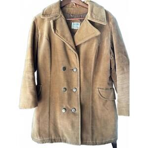 Vintage 1970s Miss Holly Corduroy Coat Made Japan Quilted Lined Double-Breasted